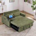 54'W Convertible Sleeper Sofa Bed,3-In-1 Corduroy Pull Out Couch Bed,Futon Loveseat Sleeper Couch with Adjustable Backrest & USB Ports & Side Table,Recliner for Living Room/Office/Small Space(Green)