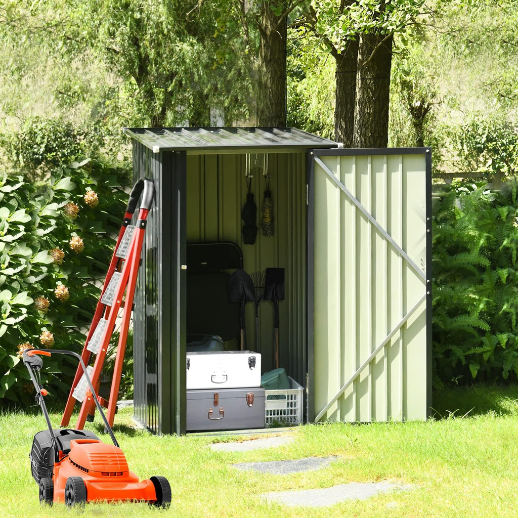 Outdoor Storage Shed, 3 x 3 FT Metal Steel Garden Shed with Single Lockable Door, Small Shed Outdoor Steel Utility Tool Shed for Backyard Patio Garden Lawn, Grey