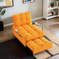 Majnesvon Modern Teddy Fabric Sofa Bed Futon,3 in 1 Convertible Pullout Bed Couches with 3 Reclining Backrests,Phone Stand,Small Sofa Single Sleeper Chair Bed for Living Room Bedroom (Orange)