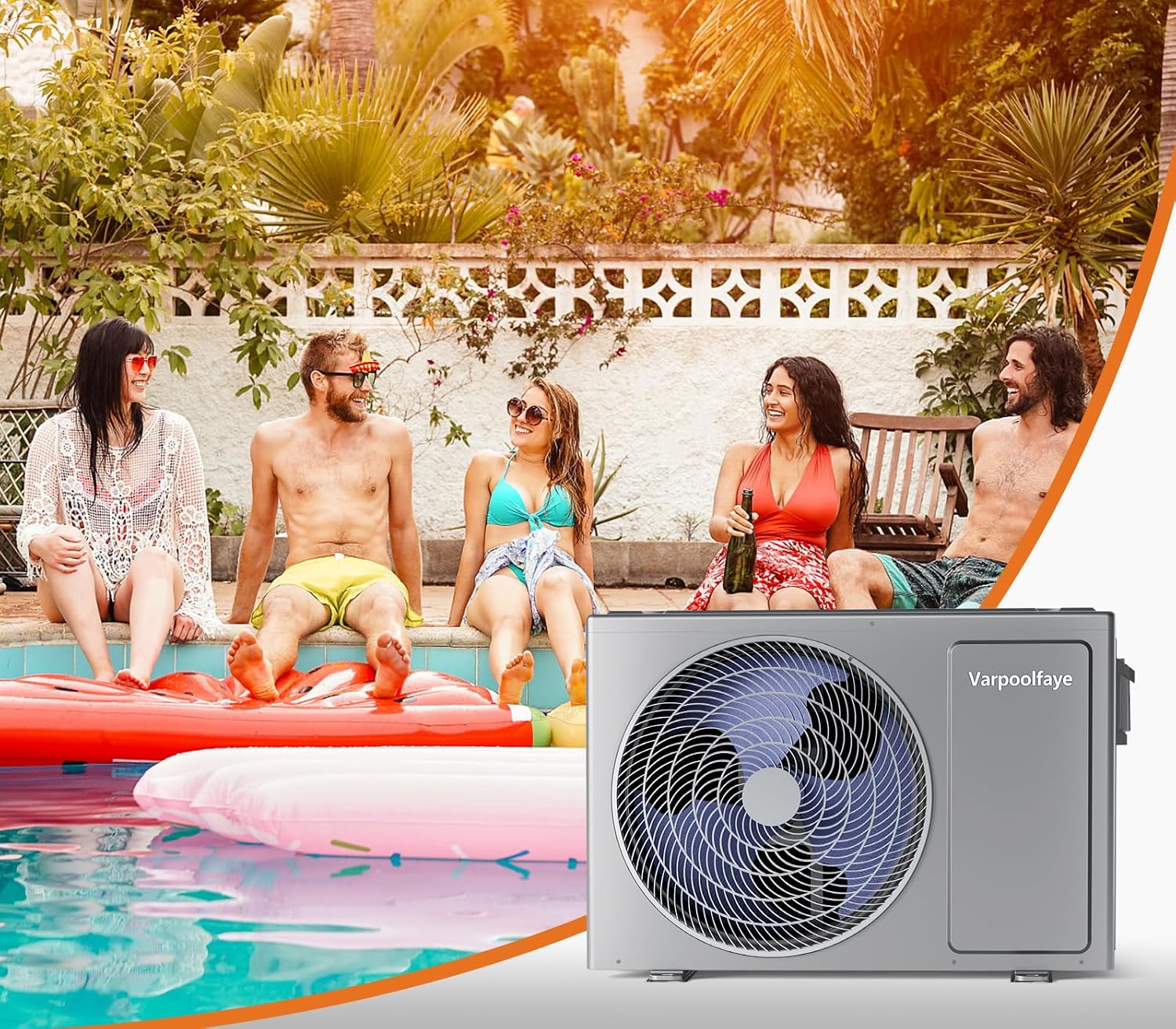 Electric Pool Heater for Inground Pool 27000 BTU Swimming Pool Heat Pump Above Ground Pool Heater 120V 7000 Gallon Heating or Cooling WiFi Control Schedule
