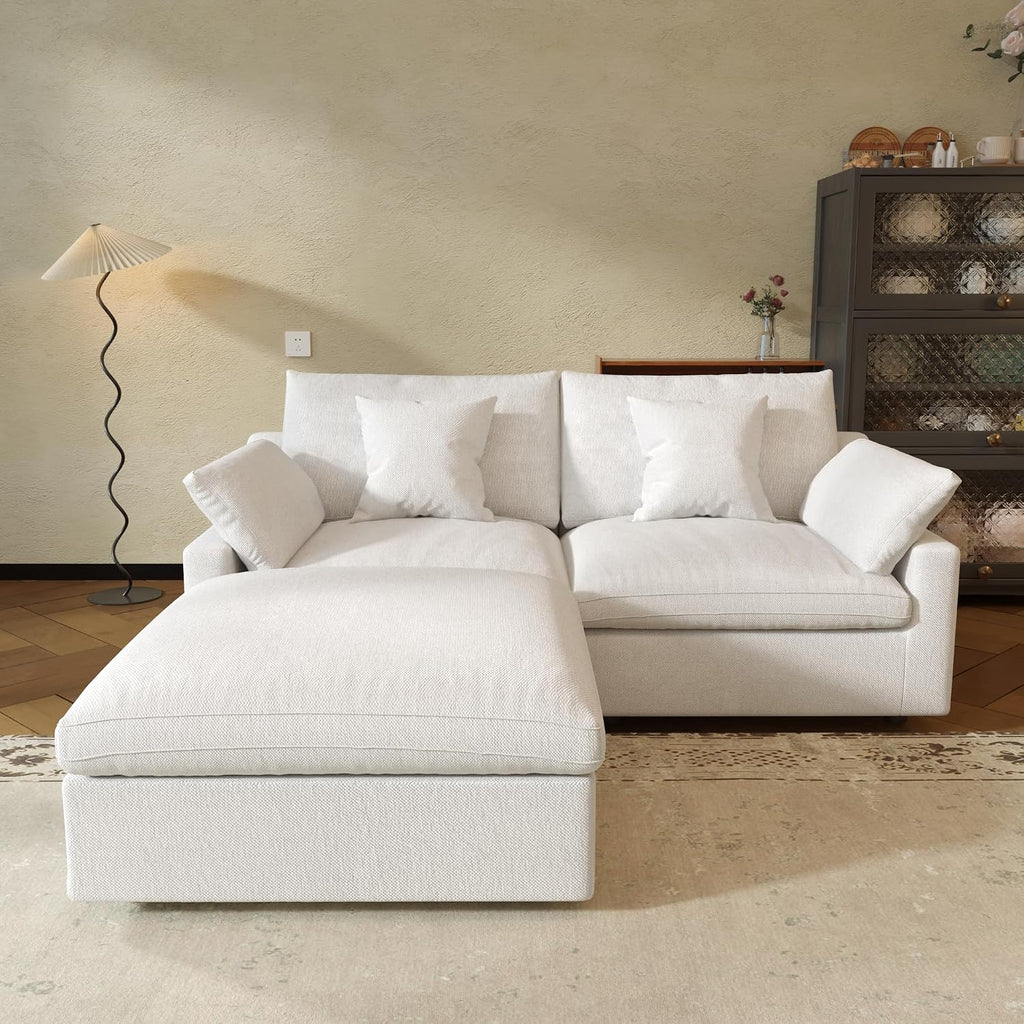 JACH Sectional Couches for Living Room, Cloud Sectional Couch with Deep Seat, Love Seat Modular Sofa with Chaise, Covers Removable & Washable, Sofas Furniture for Living Room, White