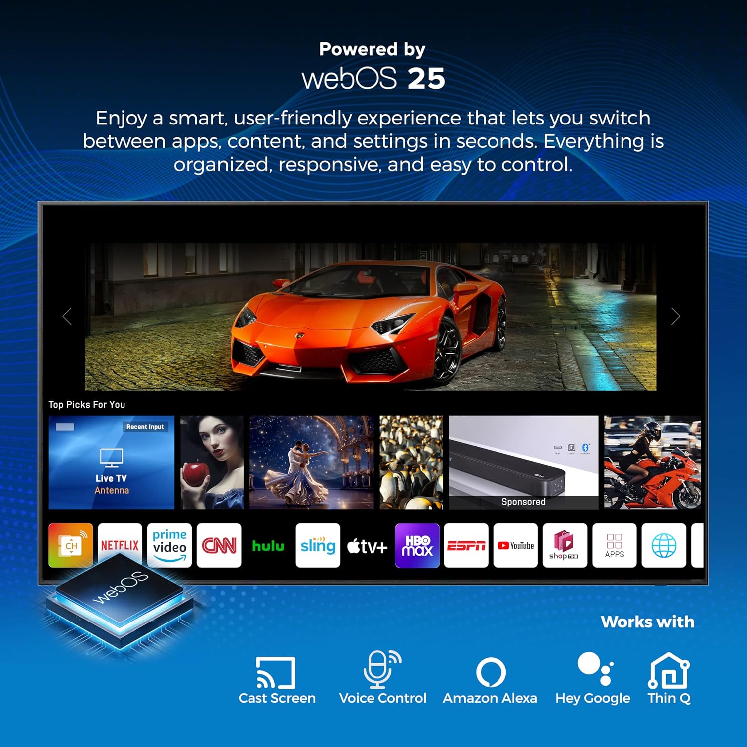 Titan L100 QNED 65 Inch Outdoor TV, Covered Patio, IP65 Smart Weatherproof TV, 4K HDR, 60 Hz, Web AI OS, Wi-Fi 5,Dolby Digital, Outdoor TV Cover, Slim Bezel, 2 Yr Wty