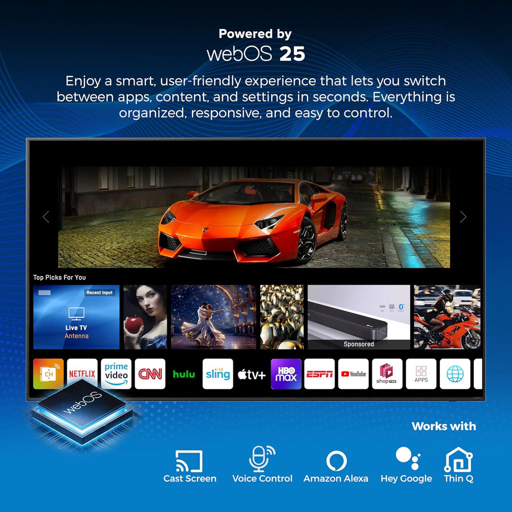 Titan L100 QNED 86 Inch Outdoor TV, Covered Patio, IP65 Smart Weatherproof TV, 4K HDR, 60 Hz, Web AI OS, Wi-Fi 5, Dolby Digital, Outdoor TV Cover, Slim Bezel, 2 Yr Wty