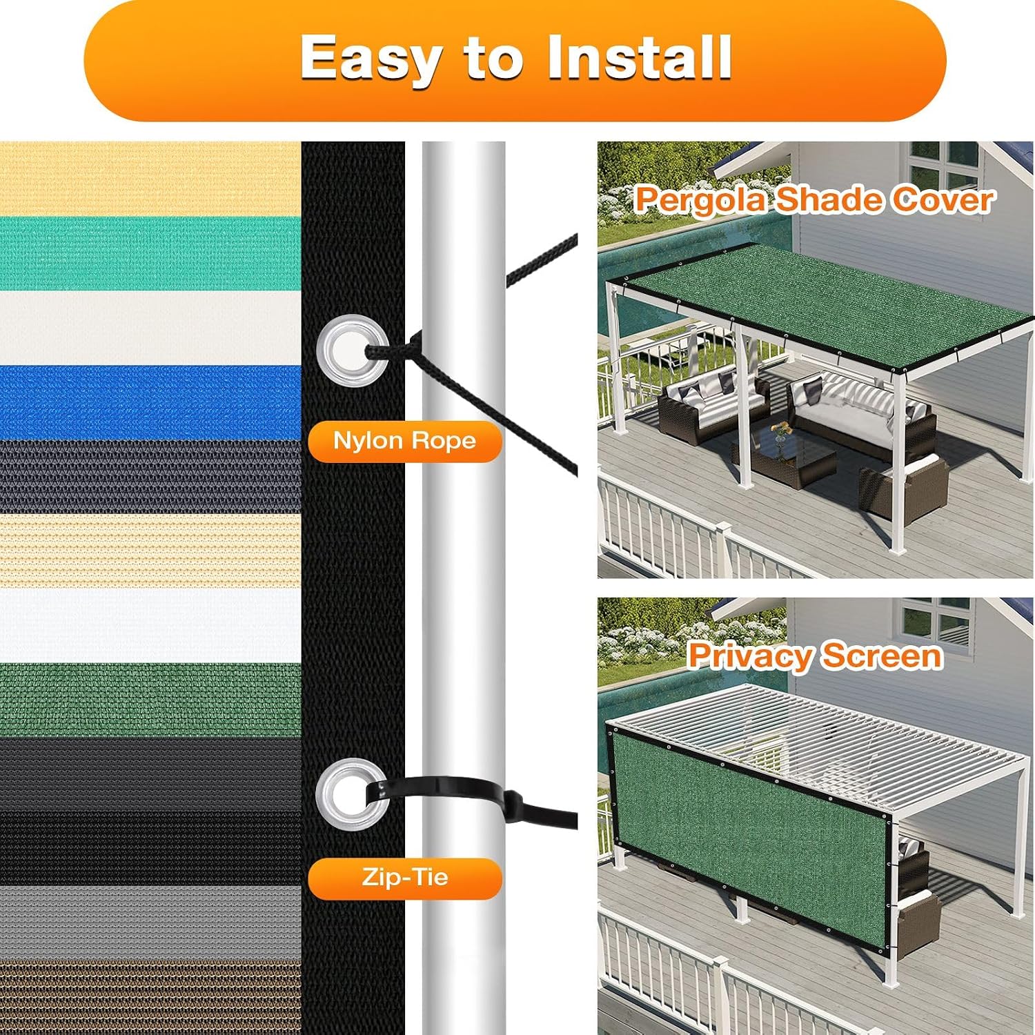 Artpuch Outdoor Pergola Shade Cover 14x20 FT Sun Shade Cloth with Grommets Green Commercial Grade Patio Privacy Screen Shade Canopy (Customized Available) GN02
