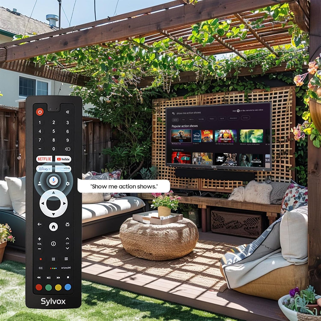 SYLVOX 43 inch Outdoor TV, Smart TV Compatible with Google Waterproof 4K LED Outdoor Television with Dual Speakers, Support Bluetooth & Wi-Fi, Deck Pro 2.0 Series Suitable for Partial Sun Areas
