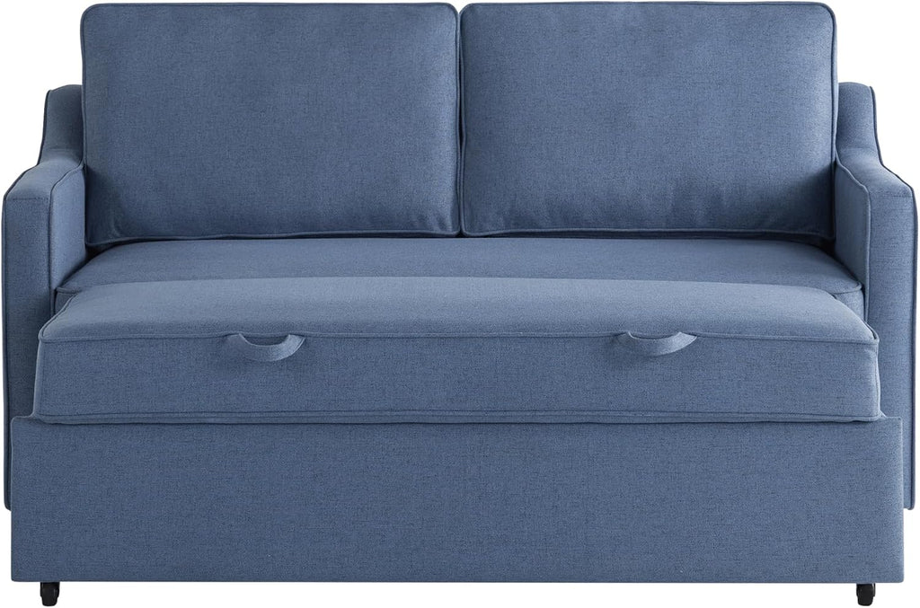 Serta® Corren 68.1' Queen Sized Convertible Sofa, Dream Coil® Comfort, Fingerguard® Pinch Point Protection, Sofa Chenille Fabric, Navy Blue