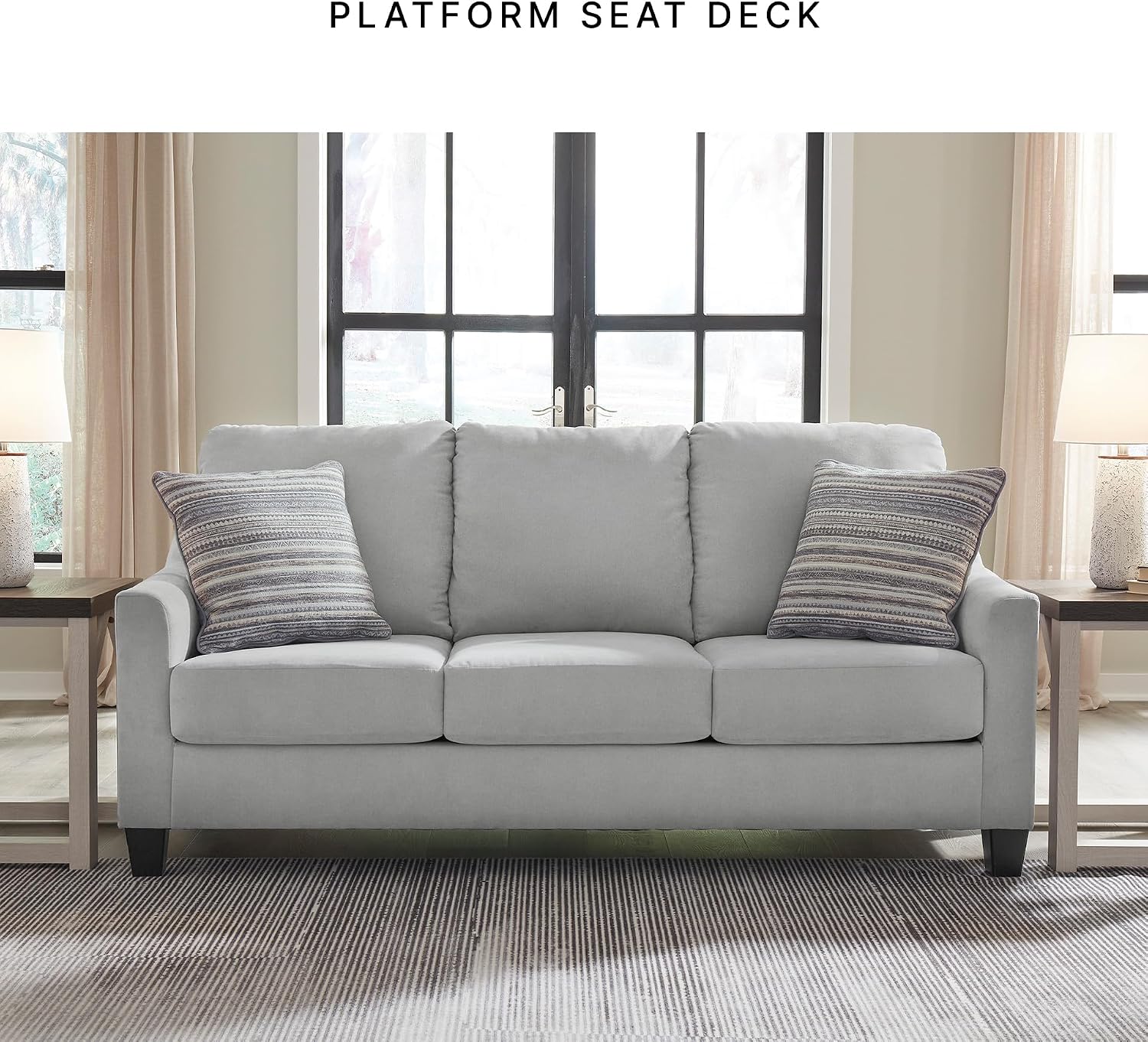 Signature Design by Ashley Adlai Casual Sofa with 2 Toss Pillows, Light Gray