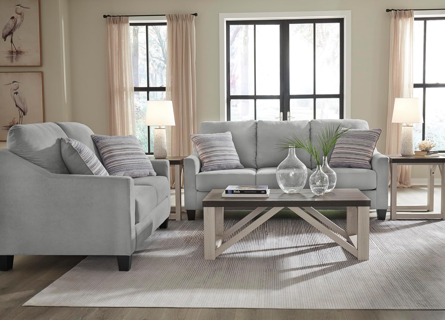 Signature Design by Ashley Adlai Casual Sofa with 2 Toss Pillows, Light Gray