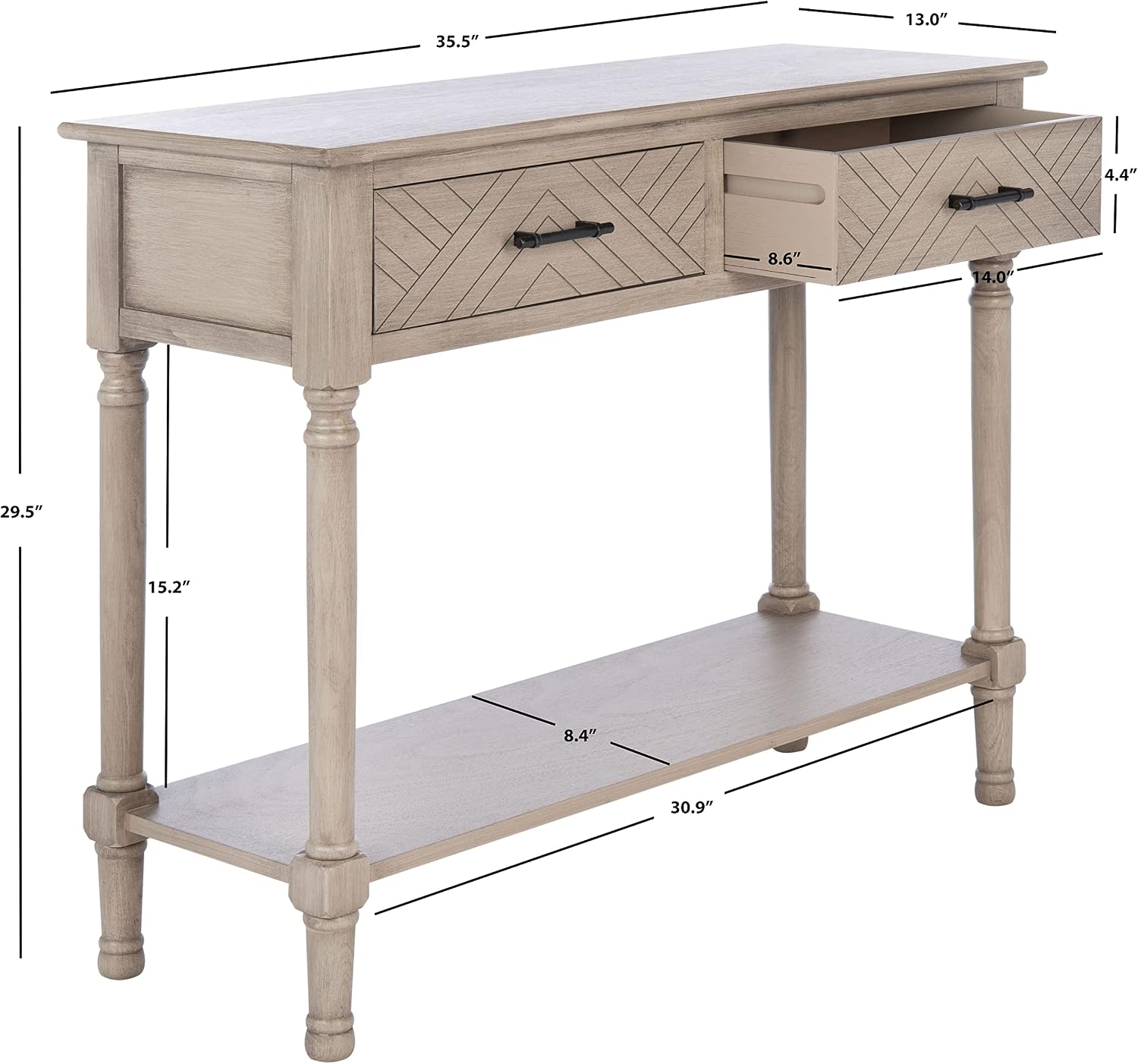 Safavieh Home Collection Peyton Greige 2-Drawer Console Table CNS5704D