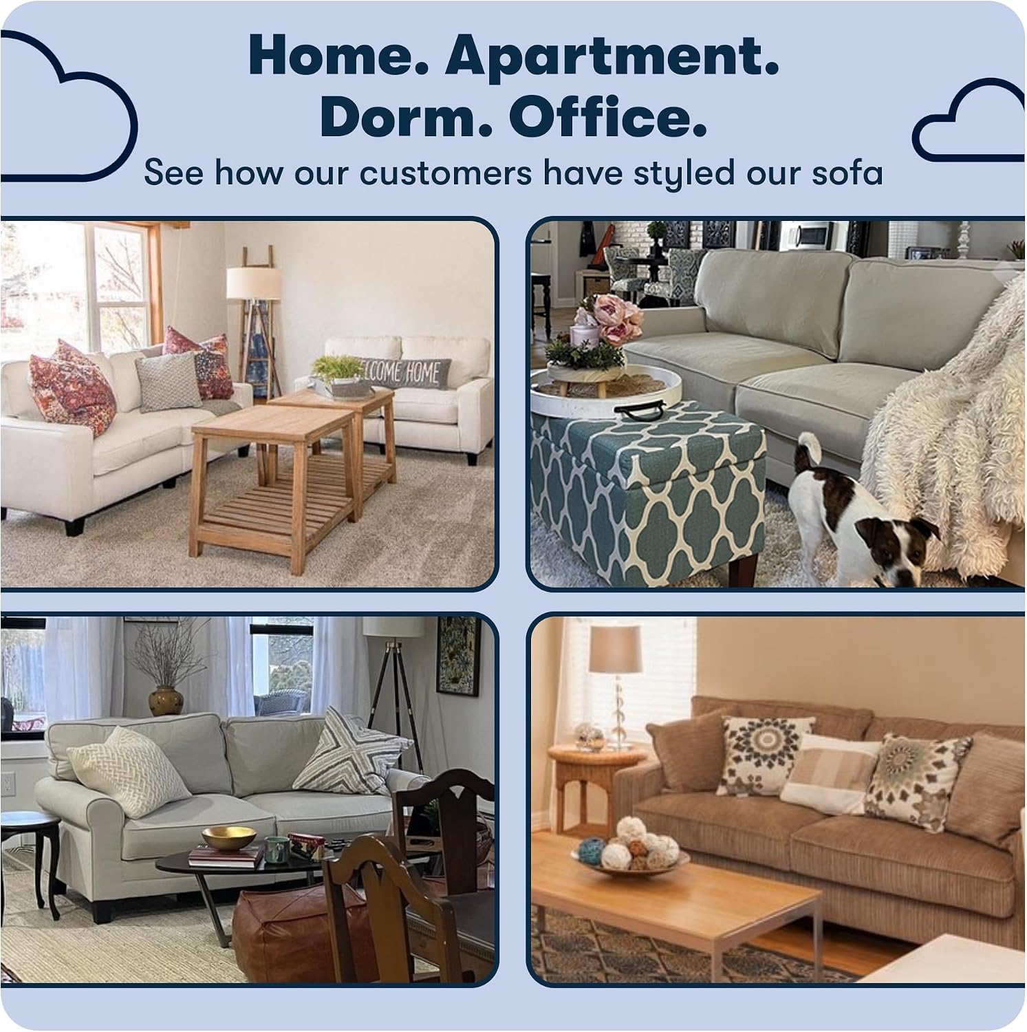 Serta Copenhagen 73' Rolled Arm Sofa, Easy Care Polyester, Soft Pillow Back, Pocket Coil Seat Cushions, Removable Covers, Loveseat or Couch for Small Spaces, Living Rooms or Bedrooms, Buckwheat Beige