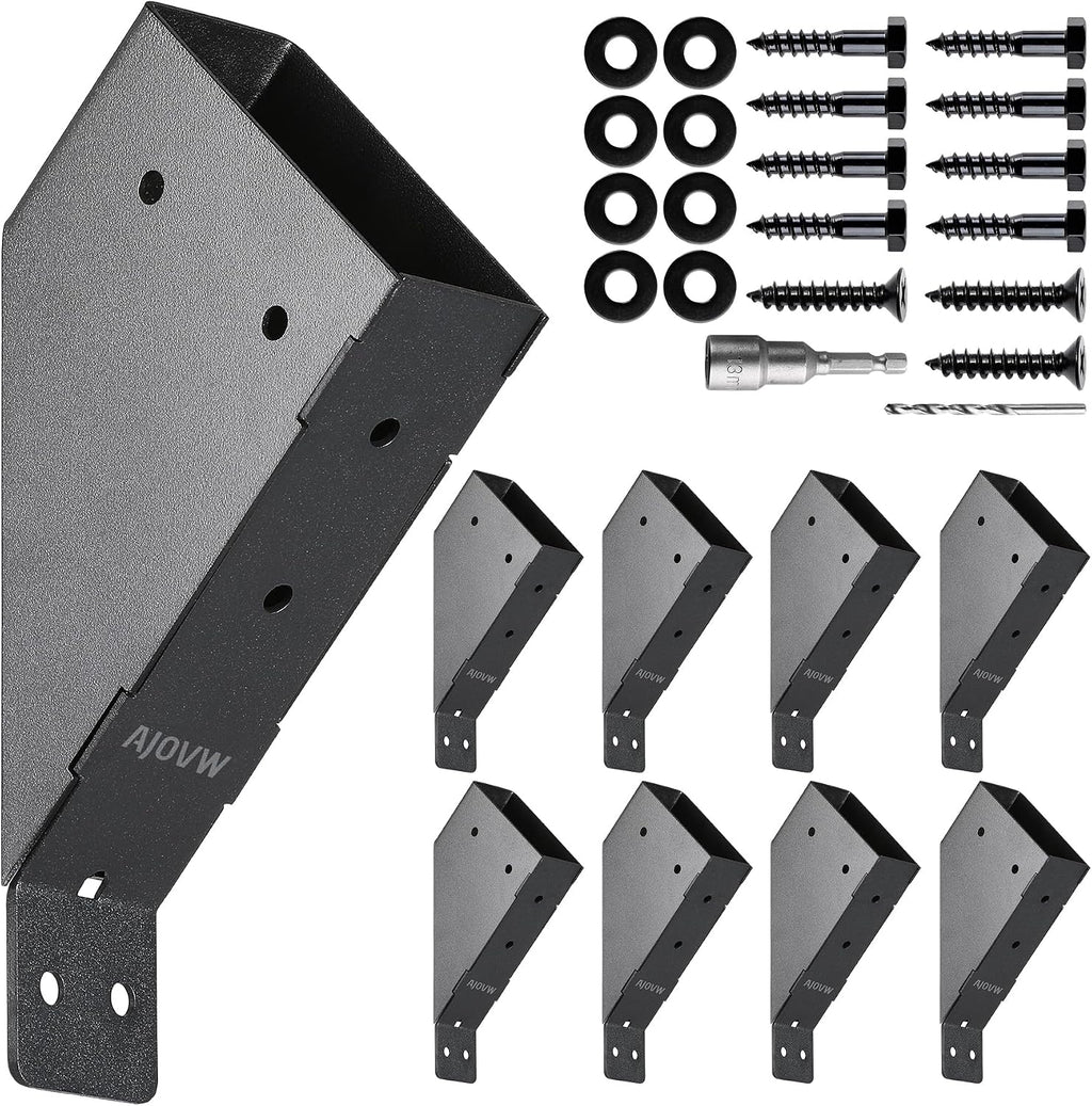 AJOVW-8 PCE 45 Degree Angle Support Bracket for 2''x4'' Supporting Wooden Posts (Actual Size: 1.5''x3.5'') for Gazebos, Garages, Decks, Stables, Sheds, Patio and DIY Basketball Frame Scenes