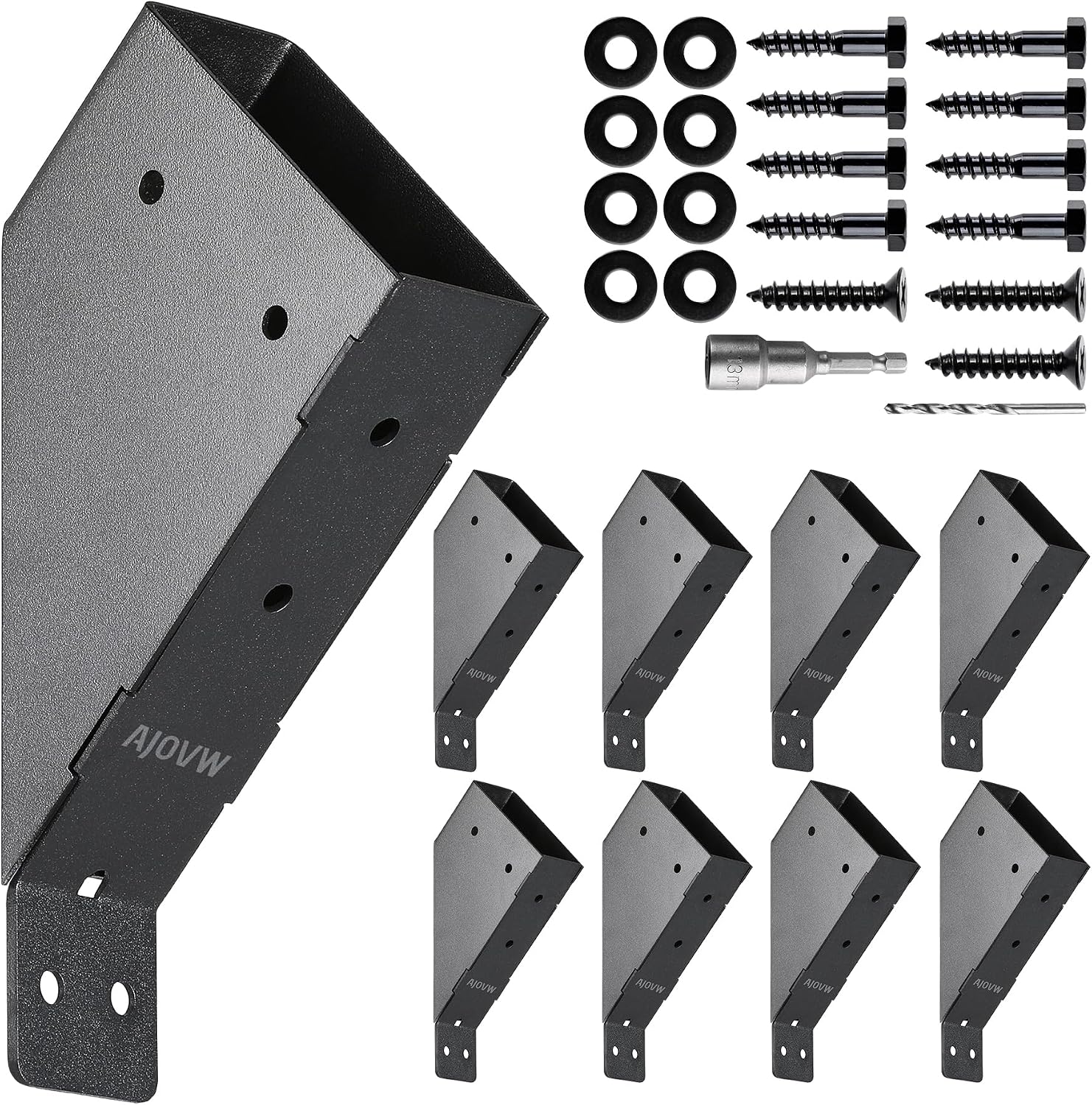 AJOVW-8 PCE 45 Degree Angle Support Bracket for 2''x4'' Supporting Wooden Posts (Actual Size: 1.5''x3.5'') for Gazebos, Garages, Decks, Stables, Sheds, Patio and DIY Basketball Frame Scenes