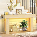 Grepatio 63 Inch Entryway Console Table, Wood Entry way Table with LED Light, Long Console Table with USB Power Outlet, Narrow Sofa Behind Couch Tables for Entrance, Hallway, Living Room (LED Natural)
