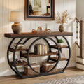 Tribesigns 47' Console Table for Living Room, 5-Tier Industrial Entryway Table with Metal Frame, Narrow Sofa Table Behind Couch Accent Tables for Entryway, Hallway, Foyer, Rustic Brown