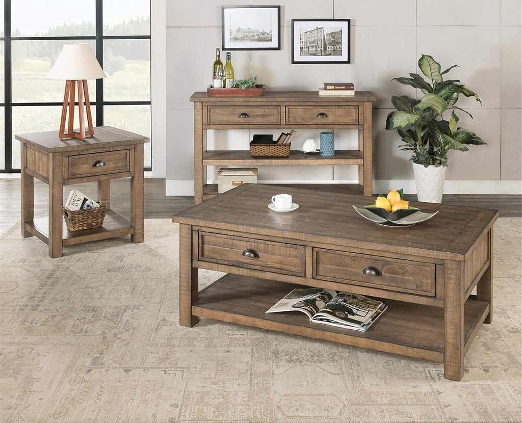Martin Svensson Home Monterey Solid Wood Sofa Console Table - Reclaimed Natural Finish - Modern Farmhouse - Entryway Table with Two Spacious Drawers