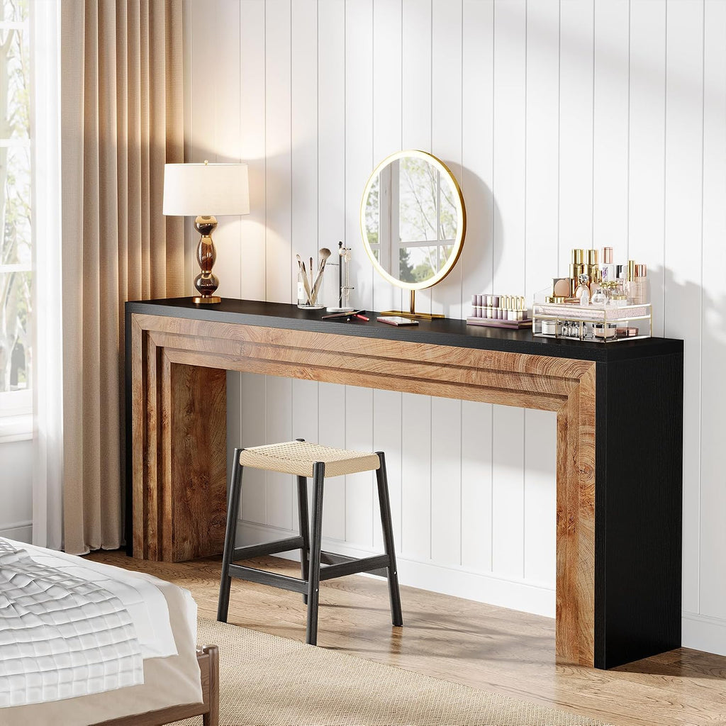 Tribesigns 70.9-Inch Long Console Table, Farmhouse Narrow Wooden Sofa Table Behind The Couch for Living Room, Entryway, Hallway, Foyer, Black + Natural Wood Color