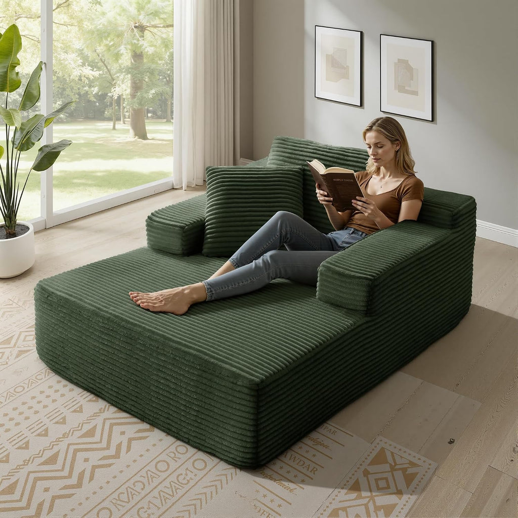 68.5' Oversized Chaise Lounge Chair Indoor, Boneless Sleeper Sofa Bed with Pillows, Deep Seat Sleeper Couch Reading Chairs, Cloud Sofas Couches for Living Room, No Assembly Required