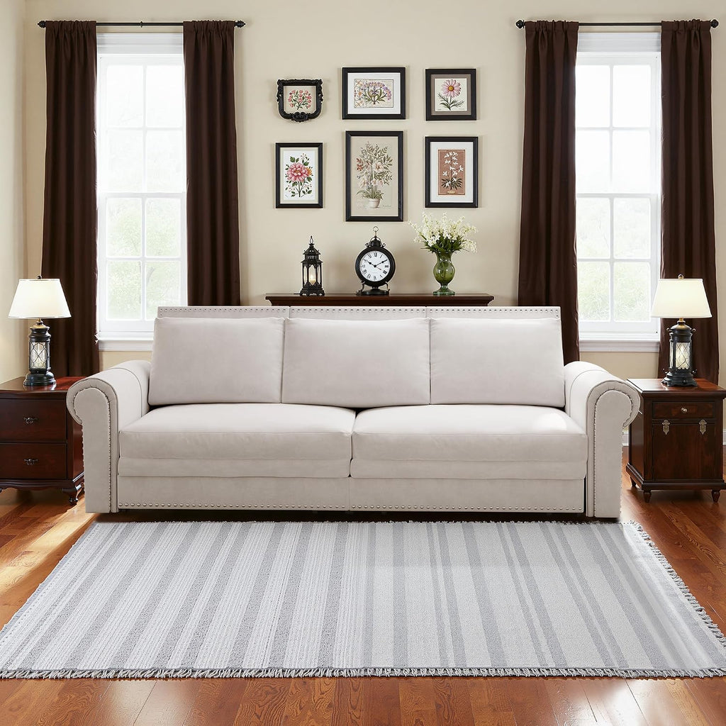 Casaphoria 93.7 Inch Pull Out Sleeper Sofa Beds, 3 in 1 Velvet Convertible Sofa Bed Couch, Vintage Loveseat Sofa Couch Bed for Apartment, Bedroom, Living Room, King Size White