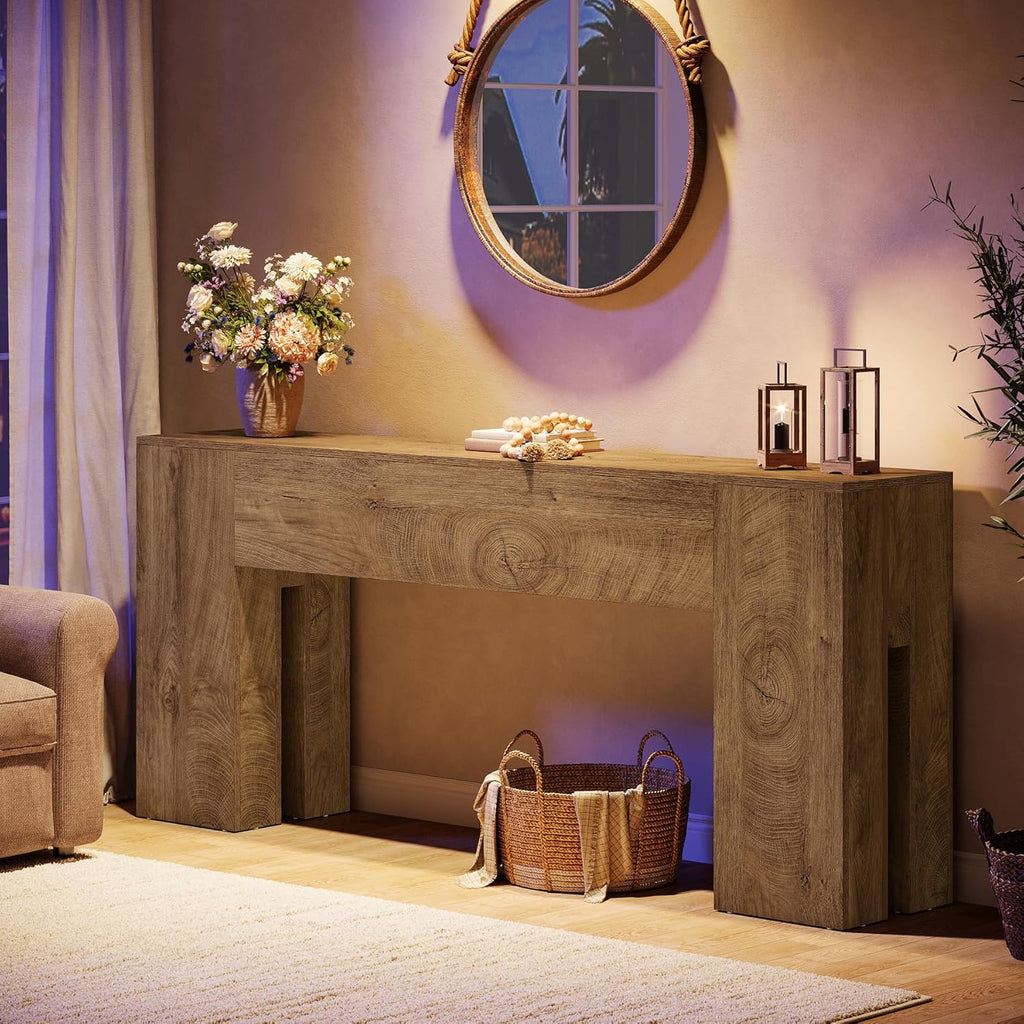Tribesigns 71-Inch Long Console Table for Entryway, Farmhouse Sofa Console Behind Couch, Entry Table for Hallway, Foyer, Living Room, Burlywood