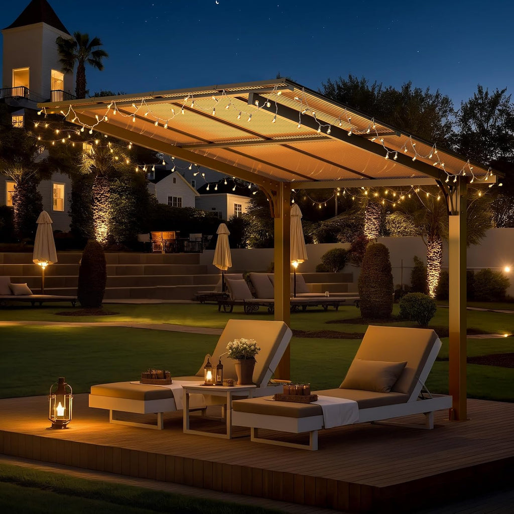 AECOJOY 8' x 8' Gazebo for Patio, Small Free Standing Lean to Gazebo Pergola with Patio Roof (64 Sq.Ft Shaded) on Clearance, Hard Top Wall Mounted Heavy Duty Awnings for Decks, Backyard and More