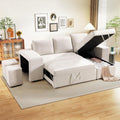 ANJ Chenille Sleeper Sofa Couch with Pullout Bed, 4 in 1 L Shaped Modular Sectional Sofa with Storage Ottoman for Living Room(Beige)