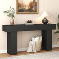 63 Inch Long Console Table for Entryway, Farmhouse Wood Rectangular Sofa Table Behind Couch Table, Narrow Entryway Table for Living Room, Entrance, Hallway, Foyer, Easy Assembly (Charcoal Black)