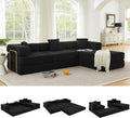 ivoros 108' Oversized Convertible Sleeper Sofa Bed, Corduroy L Shape Sectional Couch, Folding Sofa Bed with Fixed-Shape Frame, Modern Cloud Floor Mattress Couch, Modular Sofa for Living Room, Black