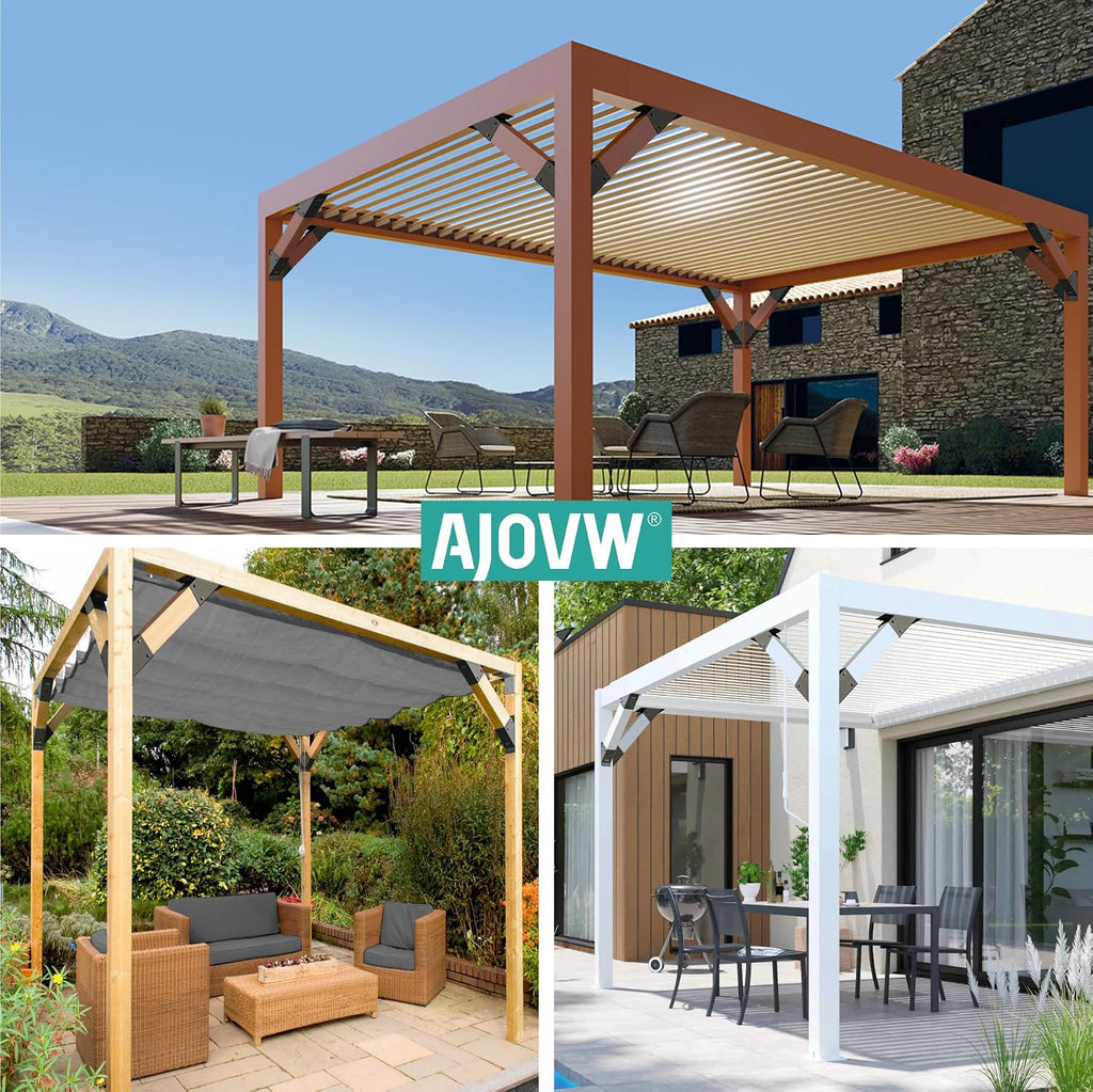 AJOVW-8 Pcs 45 Degree Angle Support Bracket, Suitable for 4''x4'' Support Wooden Posts (Actual Size: 3.5''x3.5''), Suitable for Slides, Gazebos, Garages, Decks, Sheds, Patios and Other Scenes.