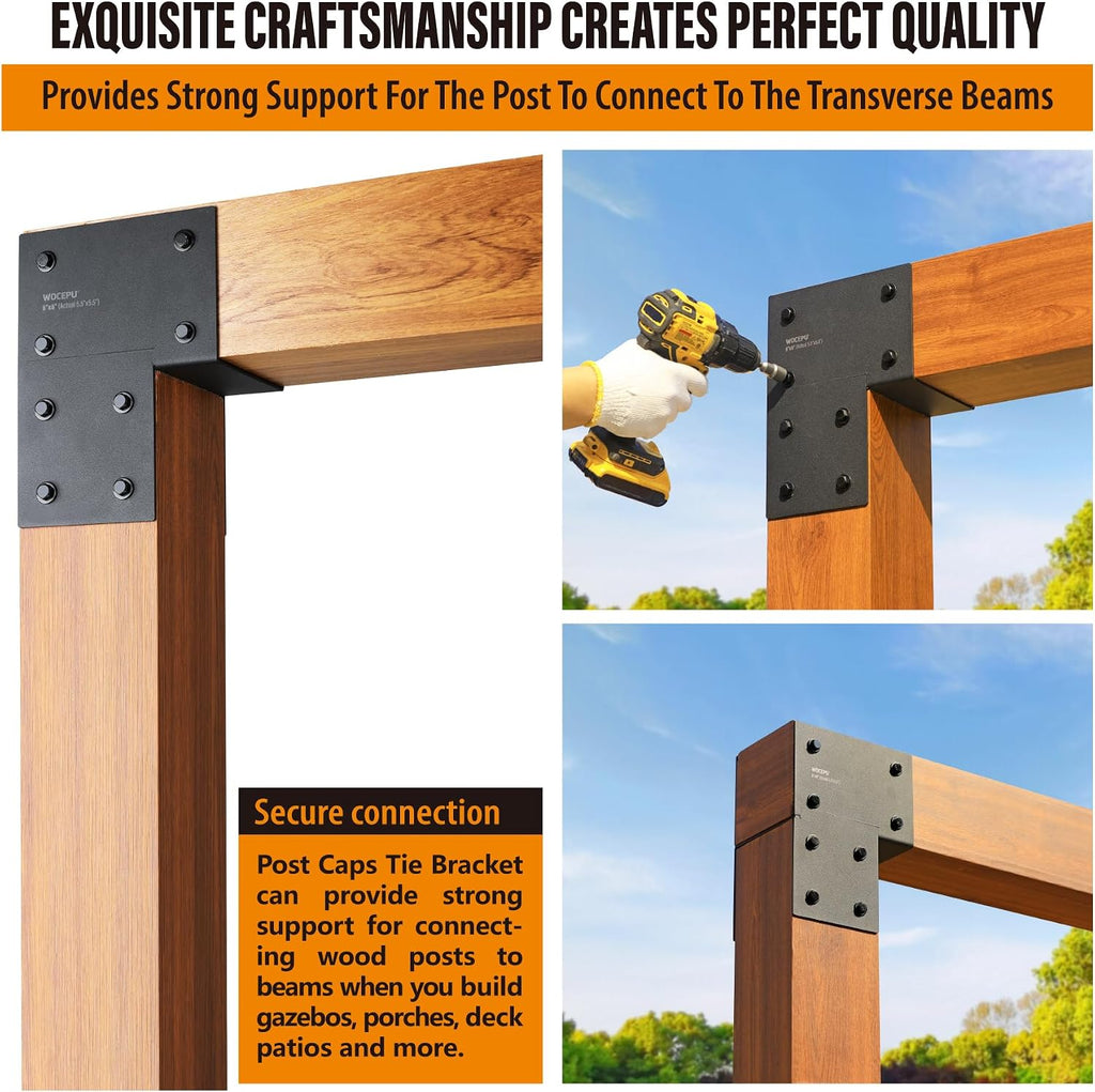 2 Pack Heavy Duty 6x6 (Actual 5.5'x5.5') Stainless Steel End Post Caps Tie Bracket , Fit Connecting Wood Gazebo, Deck Patio Post and Wood Beams Bracket (Dark Ggray)