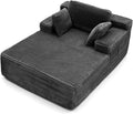 67' Oversized Chaise Lounge Chair Indoor with Double Side Pockets, Corduroy Deep Seat Couch, Boneless Couches for Living Room, No Assembly, Grey