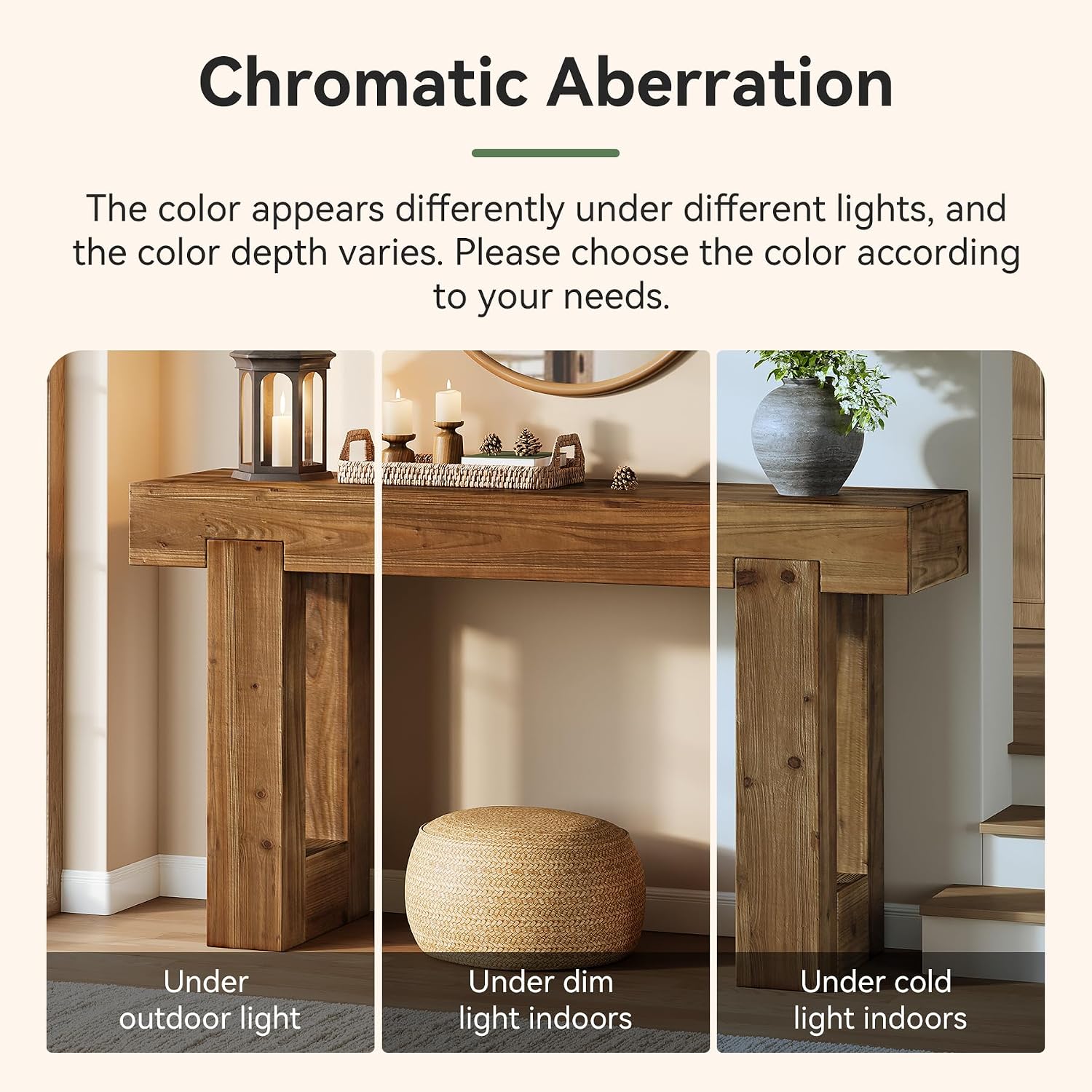 Tribesigns 55-Inch Long Console Table, Solid Wood Rectangular Sofa Table Behind The Couch, Farmhouse Entryway Table for Entrance, Hallway, Living Room (Solid Wood, Warm Brown)