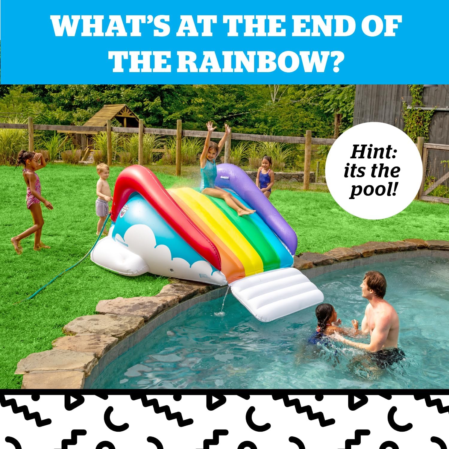 BigMouth Inc. Rainbow Inflatable Pool Slide, Blow Up Water Slide for Kids, Fun Swimming Pool Toy, Holds 200 Pounds