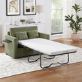Twin Size Sofa Bed 47.2' Sleeper Sofa Loveseat Sofa with a Foldable Mattress, a Foldable Side Table, a Side Storage Pocket and Two USB Ports for Living Room, Green