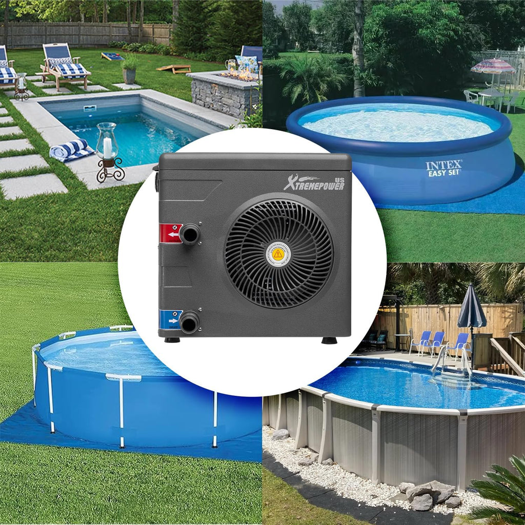 XtremepowerUS 14,800BTU/HR Pool Heater for 4,000 Gallons Above Ground Pools, Pool Heat Pump Pool Titanium Heat Exchanger, 115V