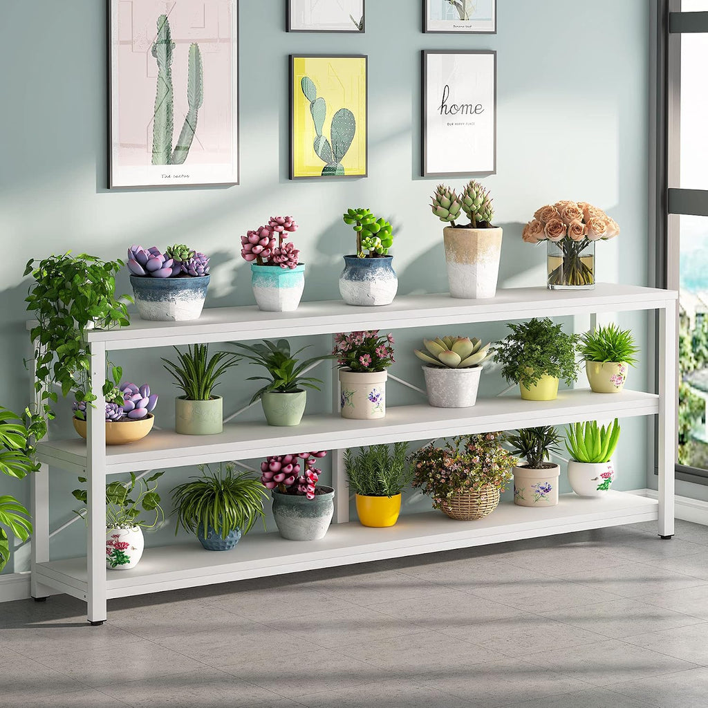 Tribesigns 71' Sofa Tables,Extra Long Couch Table, Narrow Long Console Table, Entryway Table,Sofa Table with 3 Tiers Storage Shelves (White)