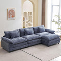 Oprisen 120' Modular Sectional Sofa, Comfy Cloud Couch Sectional Sofa with Ottoman, Chenille Sofa Sleeper Deep Seat Sofa with Throw Pillows for Living Room (Blue, 120'- L Shape)