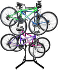 RaxGo Bike Garage Storage Rack, 4 Bicycle Garage Floor Stand, Adjustable, Freestanding, Adjustable Hooks, For Mountain & Road bicycles, Universal For Indoor Use