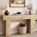 knoworld 63 Inch Long Console Table for Entryway, Farmhouse Wood Rectangular Sofa Table Behind Couch Table, Narrow Entryway Table for Living Room, Entrance, Hallway, Foyer, Easy Assembly (Natural)