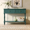ARTPOWER Mid-Century Console Table for Entryway with 2 Drawers, Green Entryway Table with Storage Cabinets and Open Shelf, Narrow Long Couch Table Behind Sofa for Living Room, Foyer, Hallway