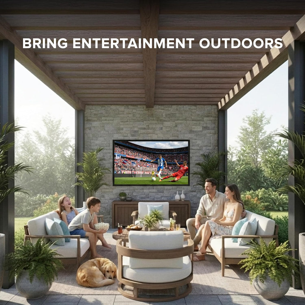 Titan L100 QNED 65 Inch Outdoor TV, Covered Patio, IP65 Smart Weatherproof TV, 4K HDR, 60 Hz, Web AI OS, Wi-Fi 5,Dolby Digital, Outdoor TV Cover, Slim Bezel, 2 Yr Wty
