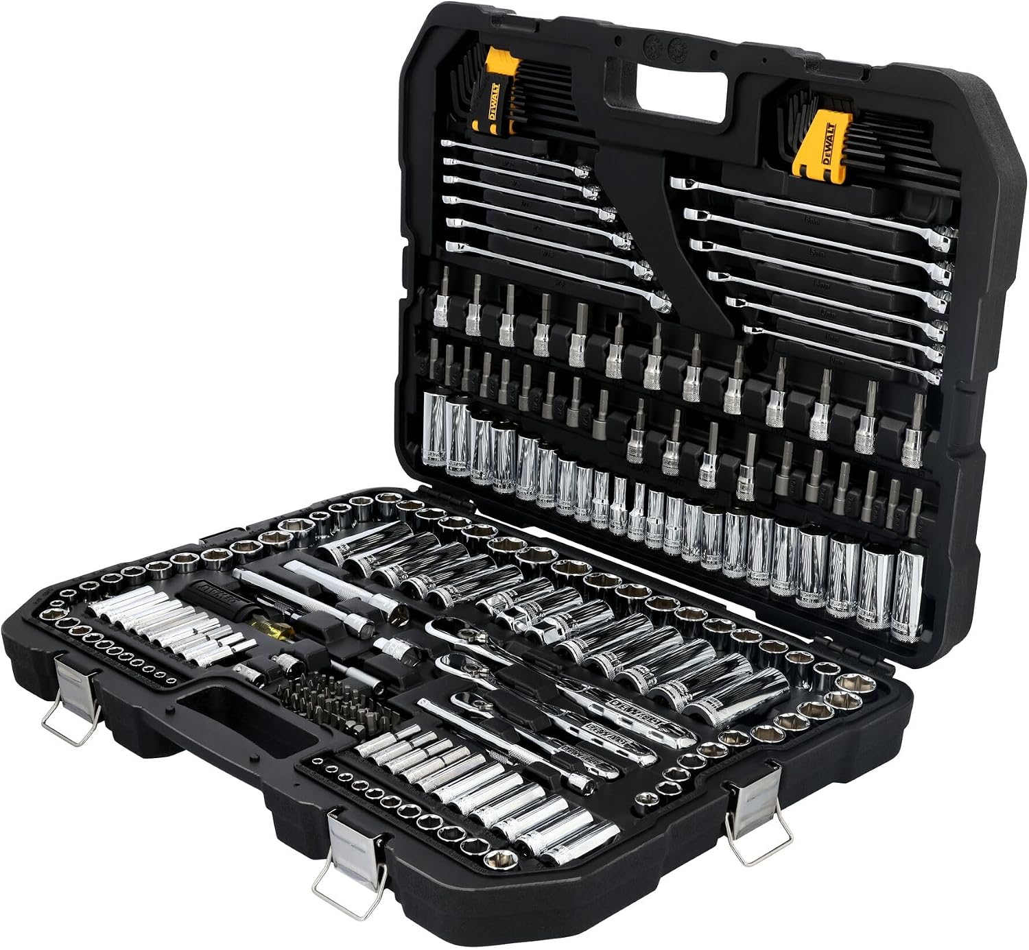 DEWALT Mechanic Tool Set, 247-Piece, 1/4 in., 3/8 in. and 1/2 in. Drive, SAE, Ratchets, Sockets, Hex Keys, Combination Wrenches, Polish Chrome Finish (DWMT81535)