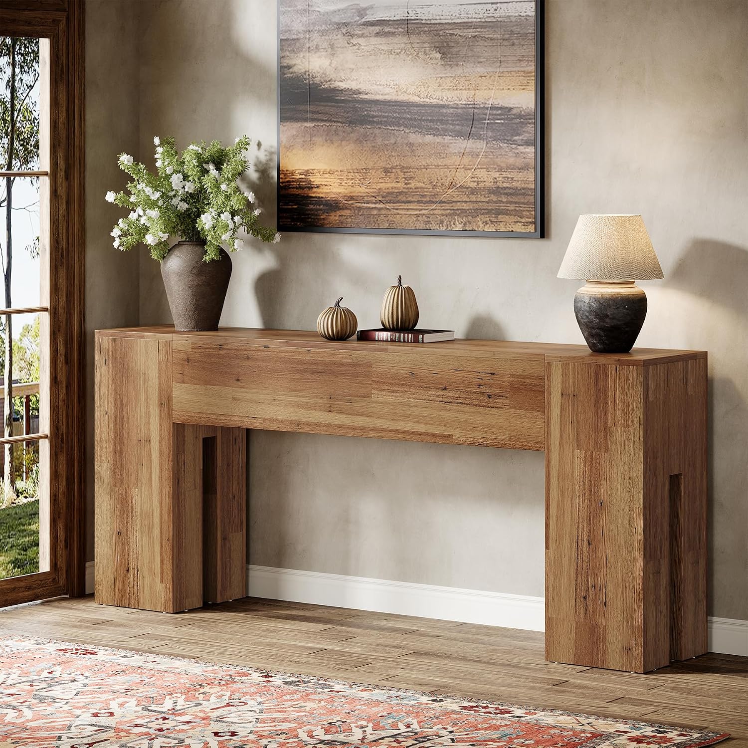 Tribesigns 71-Inch Long Console Table for Entryway, Farmhouse Sofa Console Behind Couch, Entry Table for Hallway, Foyer, Living Room, Rustic Wood