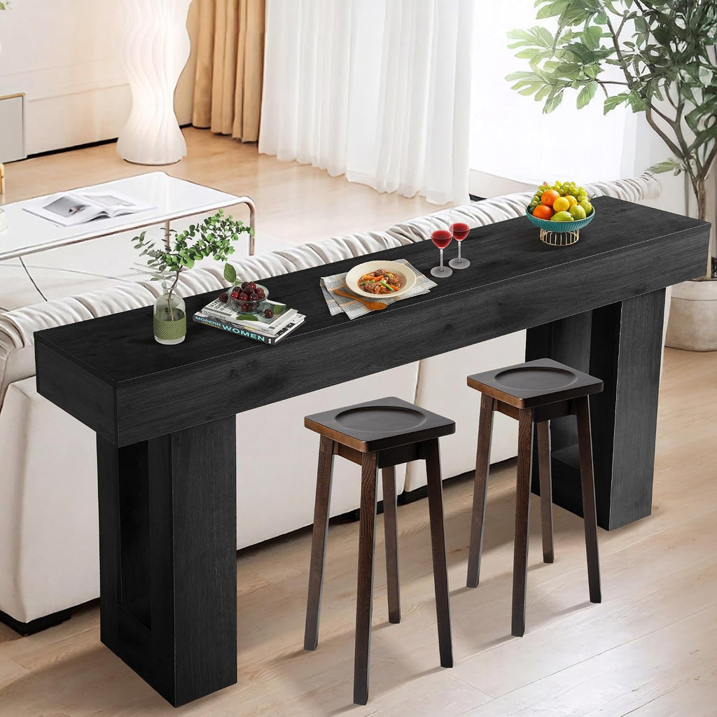Grepatio 63 Inch Entryway Console Table, Rustic Narrow Sofa Table, Wood Long Console Table, Farmhouse Entry Way Table, Behind Couch Tables for Entrance, Hallway, Living Room (Black)
