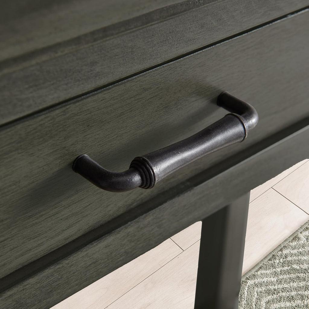 Topol Tray Edge Solid Wood Console Table with Drawer and Shelf, Smoke Gray Wash, Perfect for Entryways, Hallways, and Living Rooms – Leick Home, 10127-GR