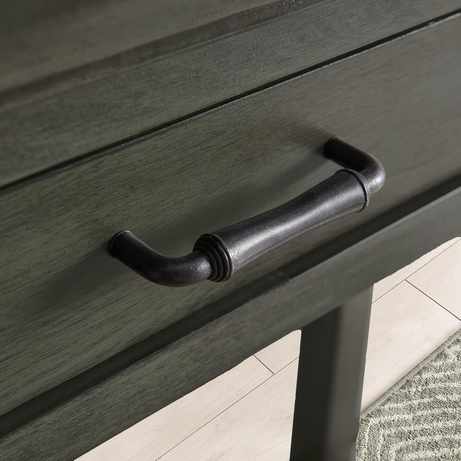 Topol Tray Edge Solid Wood Console Table with Drawer and Shelf, Smoke Gray Wash, Perfect for Entryways, Hallways, and Living Rooms – Leick Home, 10127-GR