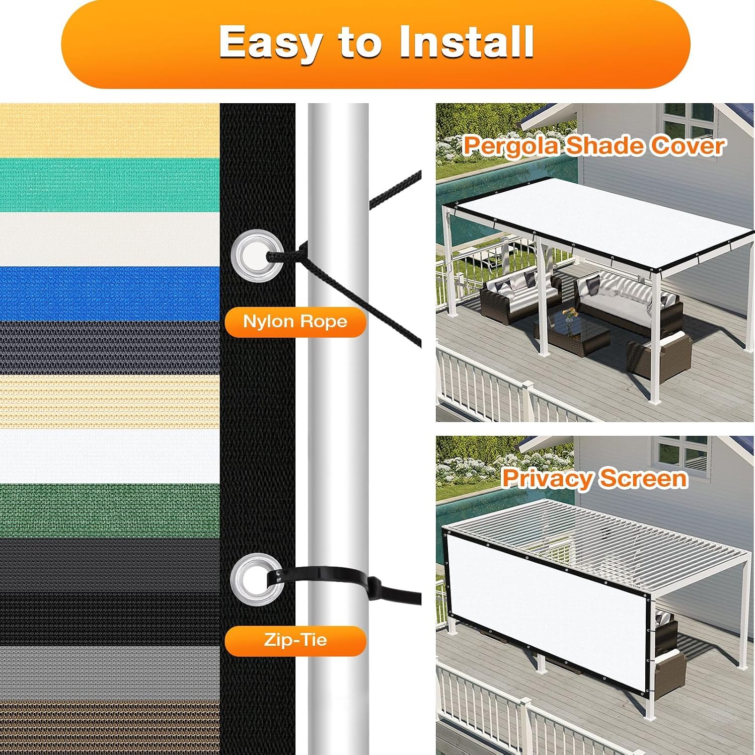 Artpuch Outdoor Pergola Shade Cover 14x20 FT Sun Shade Cloth with Grommets White Commercial Grade Patio Privacy Screen Shade Canopy (Customized Available) GN05