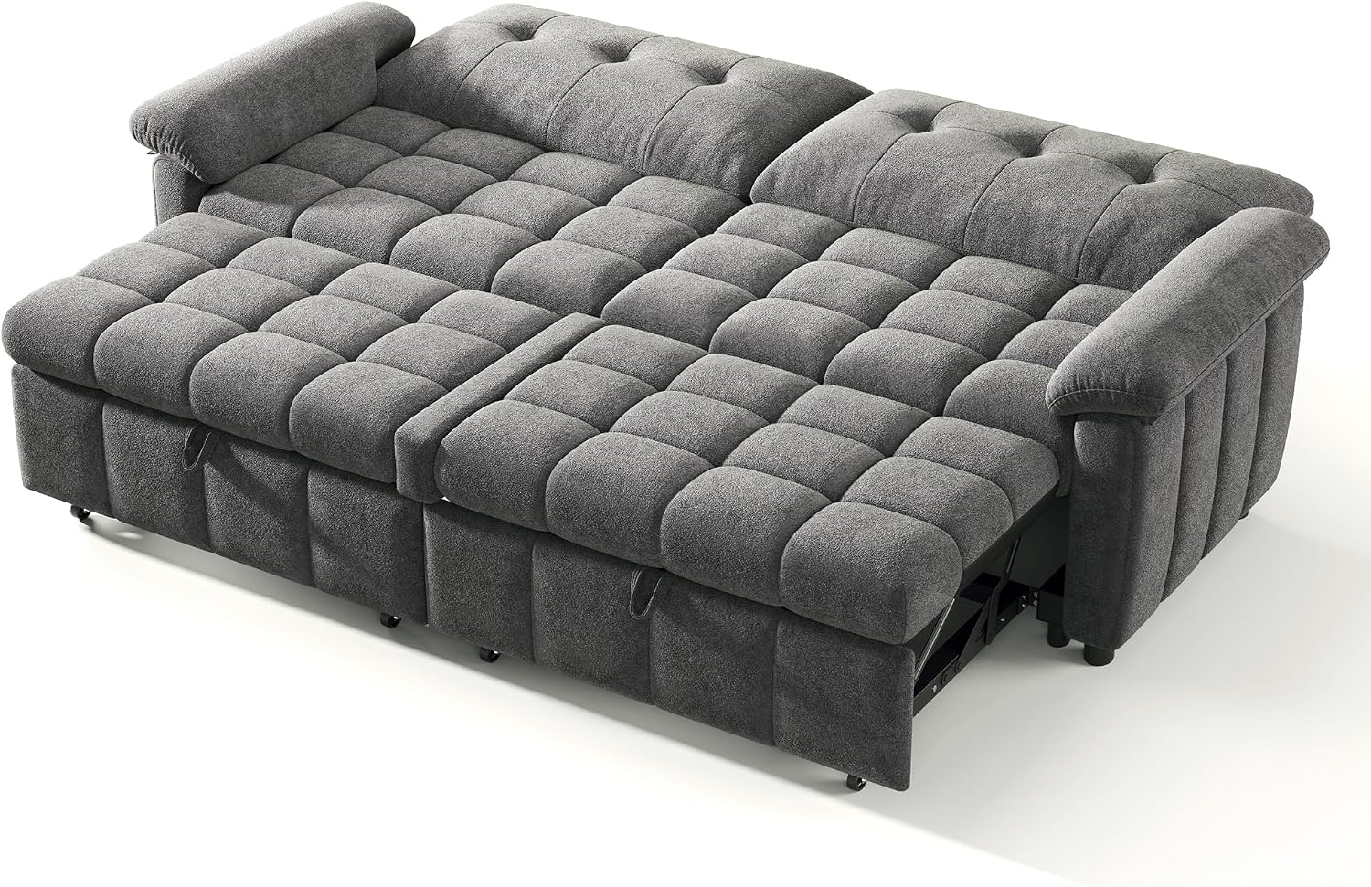 Jocisland 93' 4-in-1 Convertible Sofa Bed, Full Size Cloud Sleeper Sofa, Tufted Chenille, 5-Position Adjustable Backrest, 10-Minute Tool-Free Assembly, Couches for Living Room Guest Room, Gray