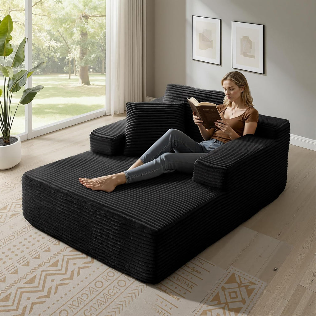 68.5' Oversized Chaise Lounge Chair Indoor, Boneless Sleeper Sofa Bed with Pillows, Deep Seat Sleeper Couch Reading Chairs, Cloud Sofas Couches for Living Room, No Assembly Required