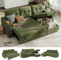 HIFIT Sleeper Sofa Bed- 81' L Shaped Pull Out Couches for Living Room with Storage Chaise, Storage Armrest, LED Light&USB Port&Cupholder, Modern Velvet Sectional Home Sofa Living Room Furniture, Green