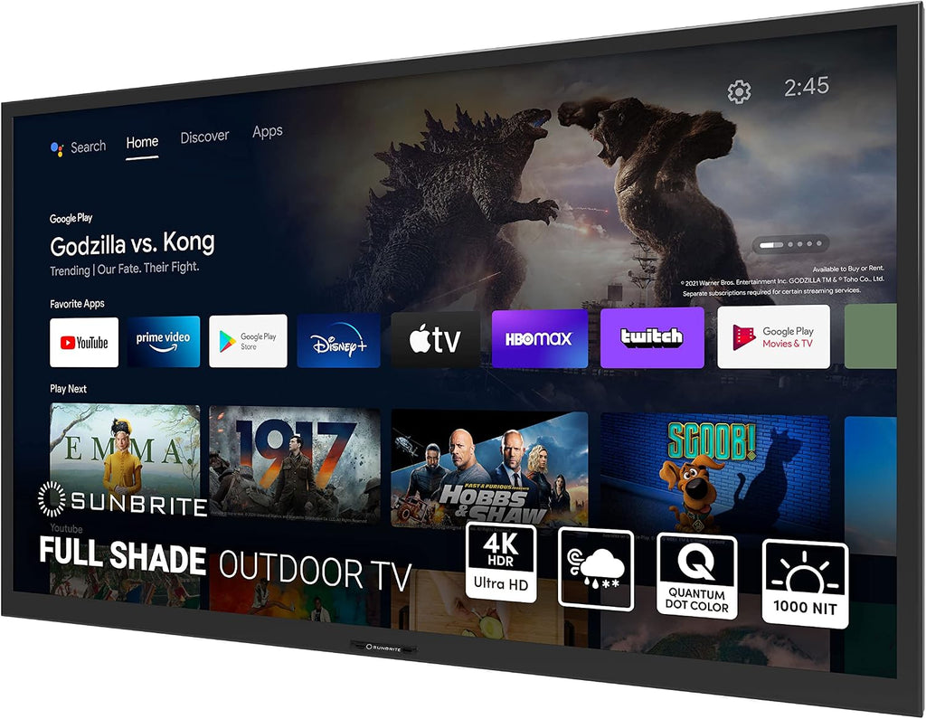 SunBrite Veranda 3 Series 55-inch Full Shade Smart Outdoor TV, 4K Ultra HD HDR QLED Weatherproof Television, 1000 nit Ultra Bright Screen with All-Weather Voice Remote